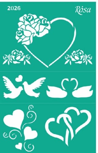 Szablon plastikowy samoprzylepny 13x20cm Rosa Talent 2026 Motywy ślubne #1