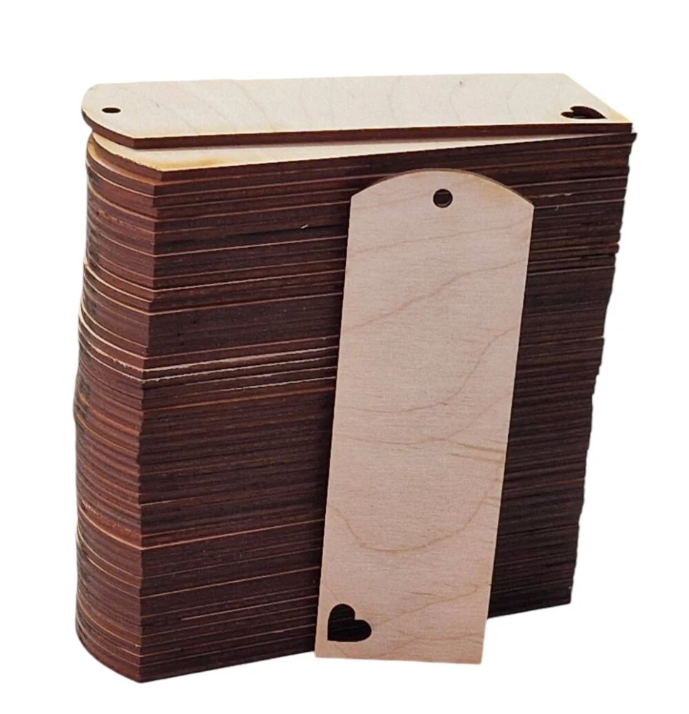 Drewniana zakładka do książki 15x5cm owalna z sercem Decor - 50szt #1