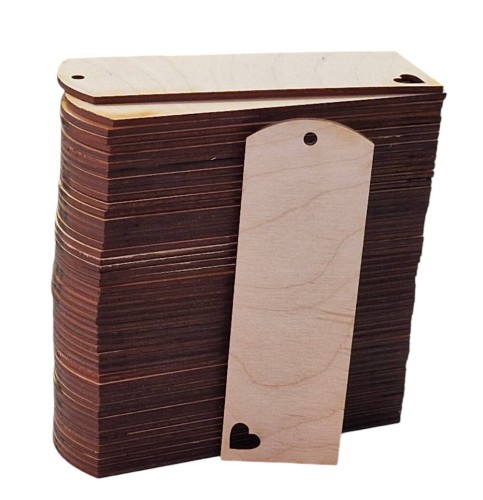 Drewniana zakładka do książki 15x5cm owalna z sercem Decor - 50szt #1