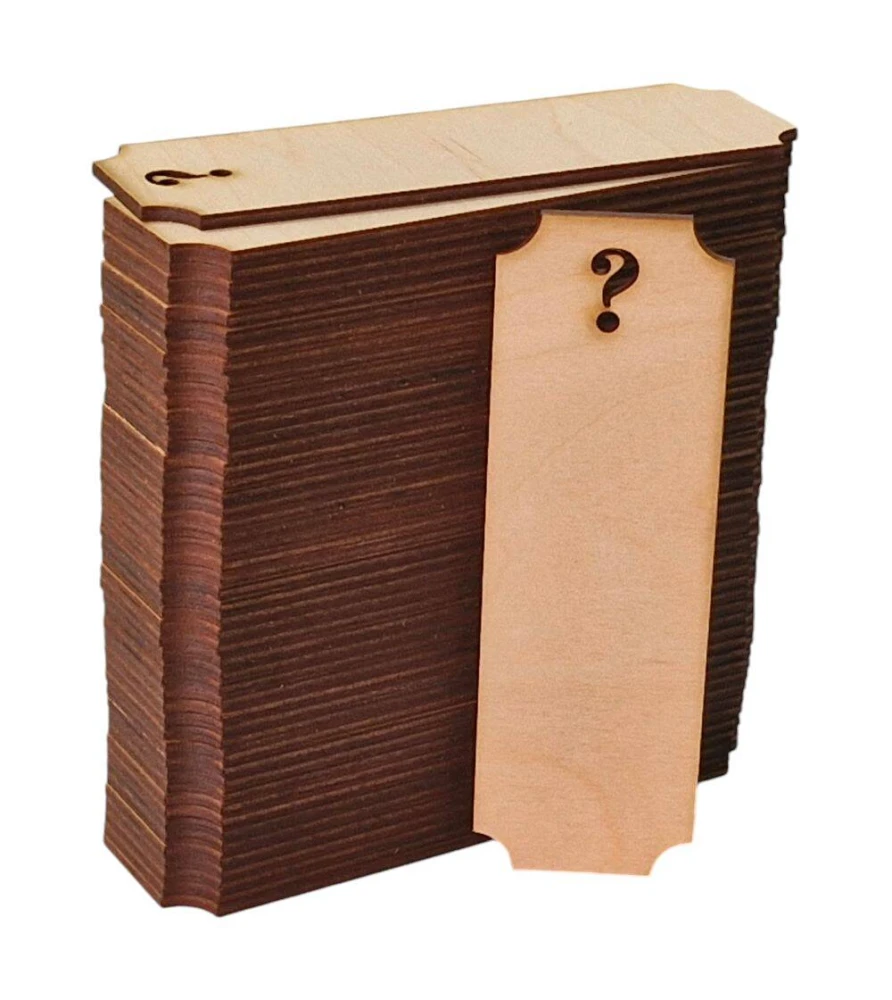 Drewniana zakładka do książki 15x5cm ze znakiem zapytania Decor - 50szt #1