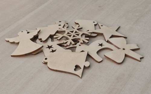 Drewniane ozdoby świąteczne na choinkę Mix wzorów #2