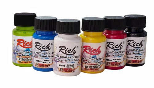 Zestaw farb akrylowych do tkanin Rich 6 kolorów #1