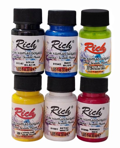 Zestaw farb akrylowych do tkanin Rich 6 kolorów #2