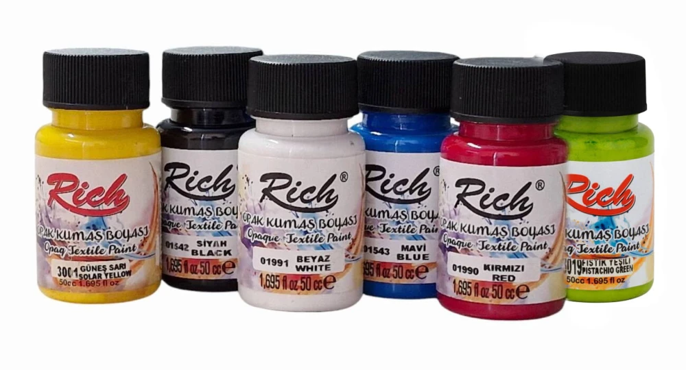 Zestaw farb akrylowych do tkanin Rich 6 kolorów #3