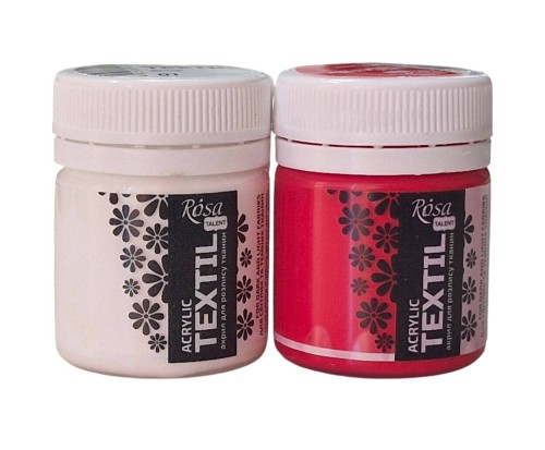 Zestaw farb akrylowych do tkanin Rosa Talent - biała i czerwona #1