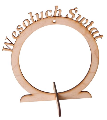 Drewniany stojak na bombkę Wesołych Świąt 16,5cm - Okrągły #1