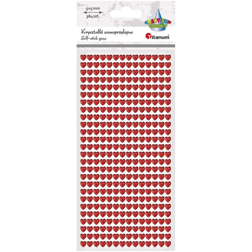 Kryształki samoprzylepne - Serca czerwone 364szt. #1