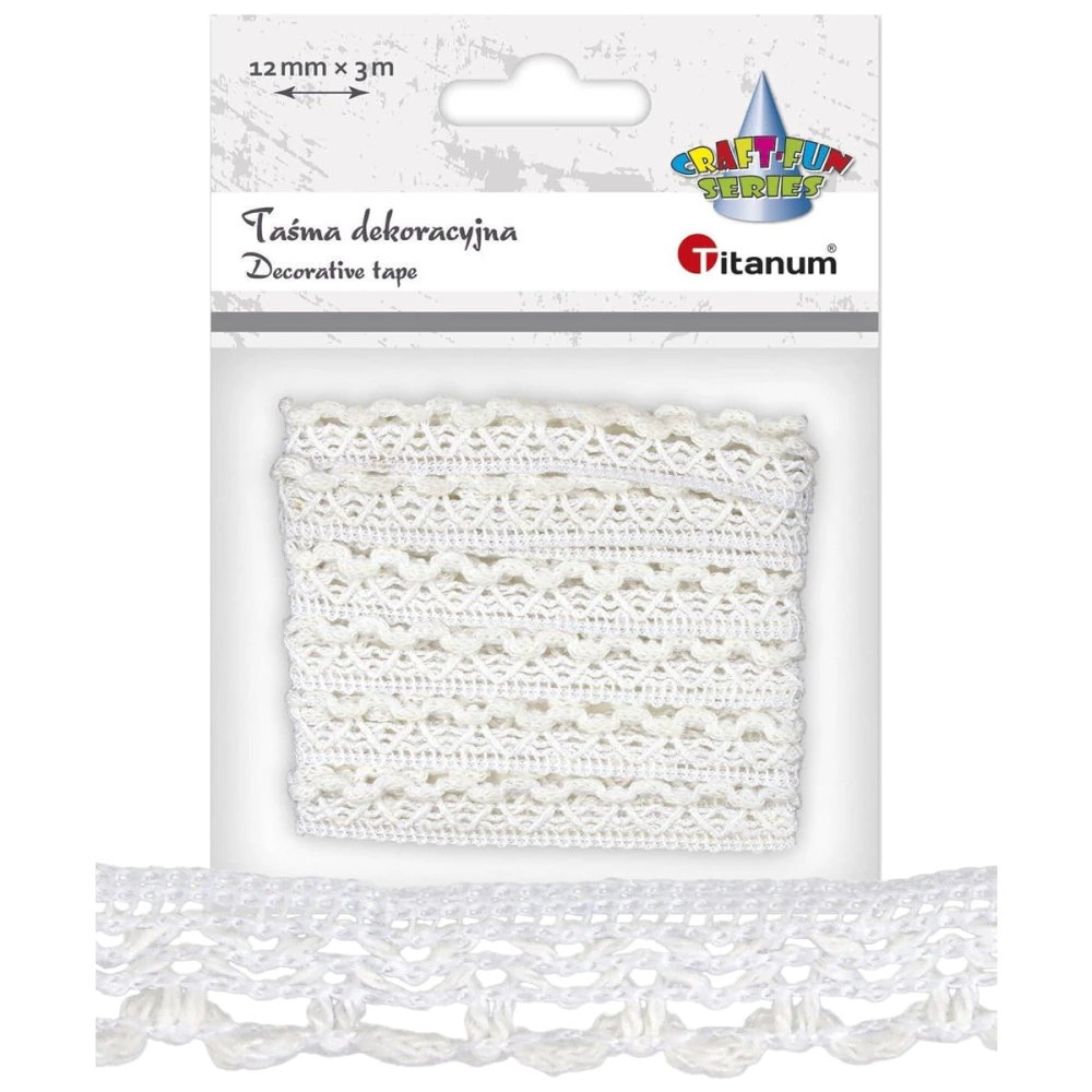 Koronka bawełniana biała 12mm x 3m #1