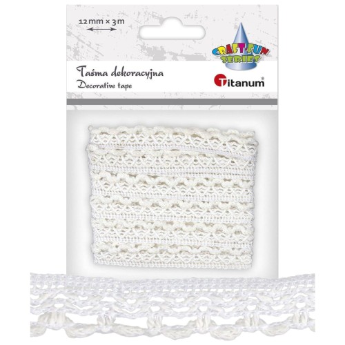 Koronka bawełniana biała 12mm x 3m #1