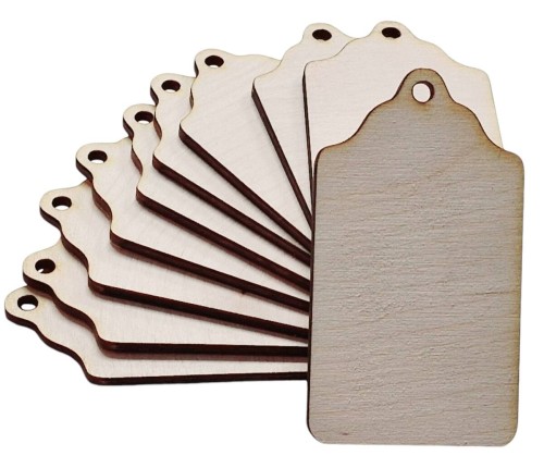Drewniane zawieszki 10szt. -  Bileciki do prezentów 4,5x8cm #1