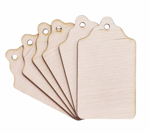 Drewniane  zawieszki 6szt. -  Bileciki do prezentów 6x10,5cm #1