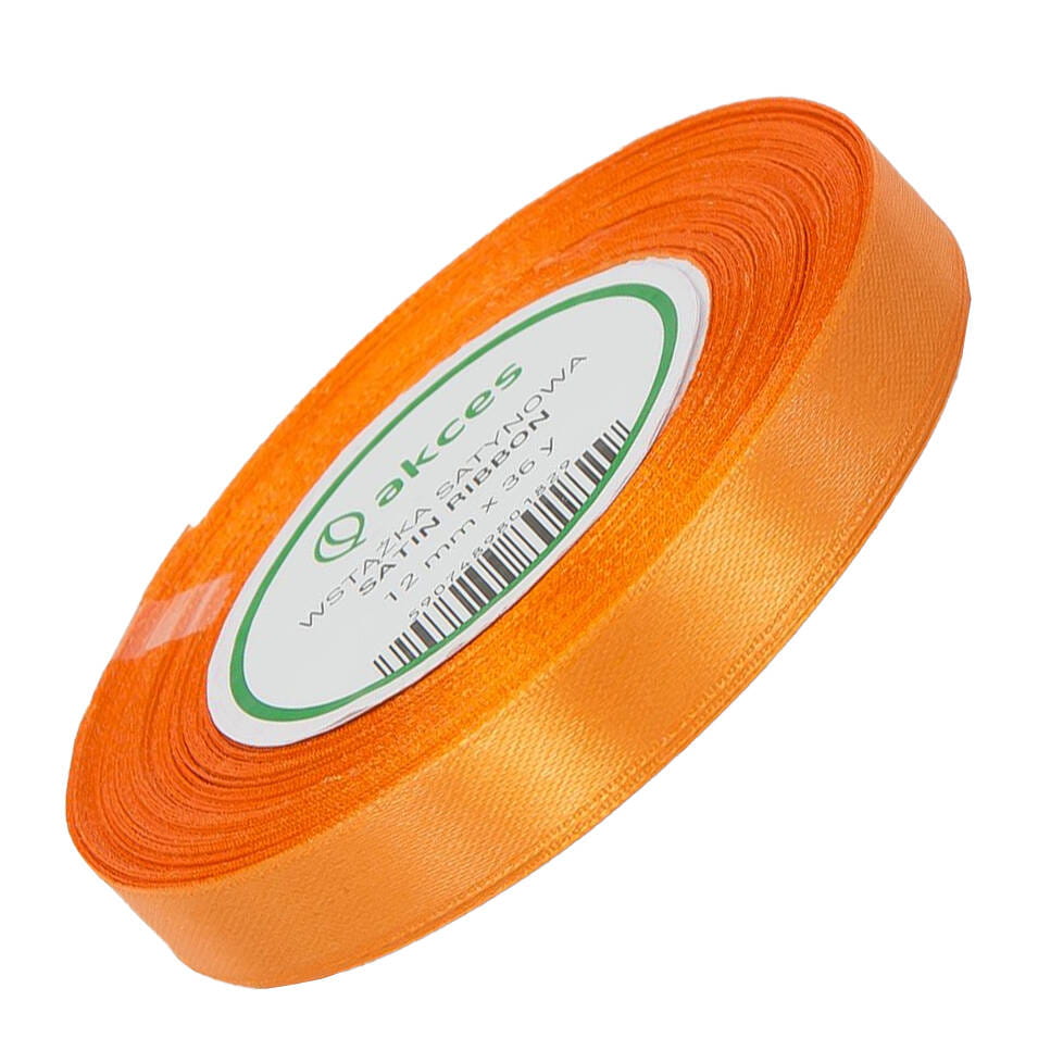 Wstążka satynowa pomarańczowy 12mm - 32mb #1