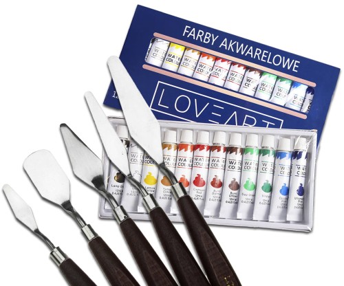 Farby akwarelowe Loveart 12x12ml Szpachelki malarskie 5 sztuk #1