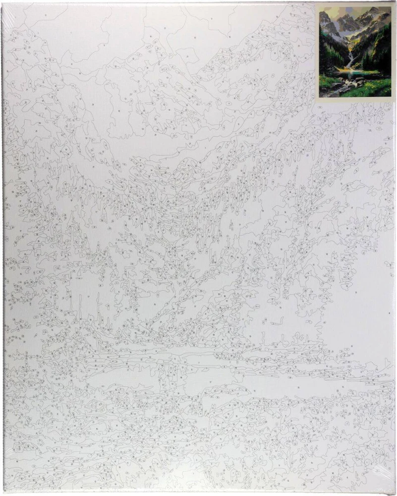 Malowanie po numerach 40x50cm Potok w górach - Zestaw na ramie #2