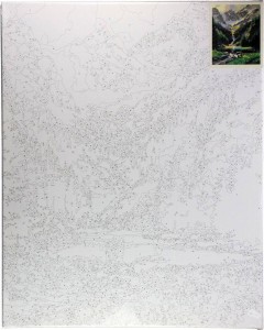 Malowanie po numerach 40x50cm Potok w górach - Zestaw na ramie #2