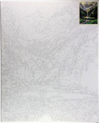 Malowanie po numerach 40x50cm Potok w górach - Zestaw na ramie #2