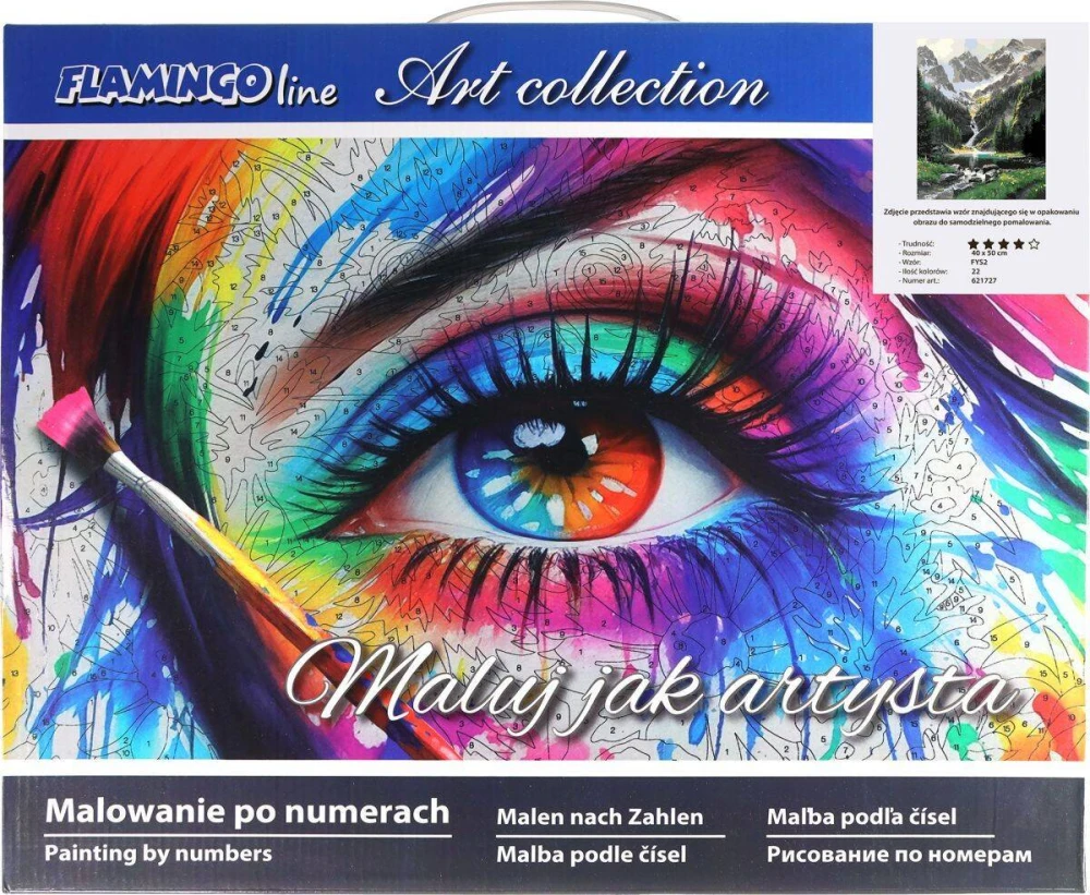 Malowanie po numerach 40x50cm Potok w górach - Zestaw na ramie #4