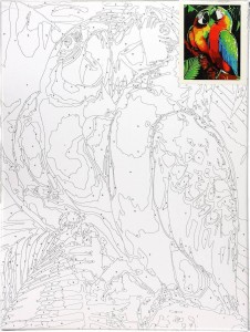 Malowanie po numerach 30x40cm Papugi - Zestaw na ramie #2