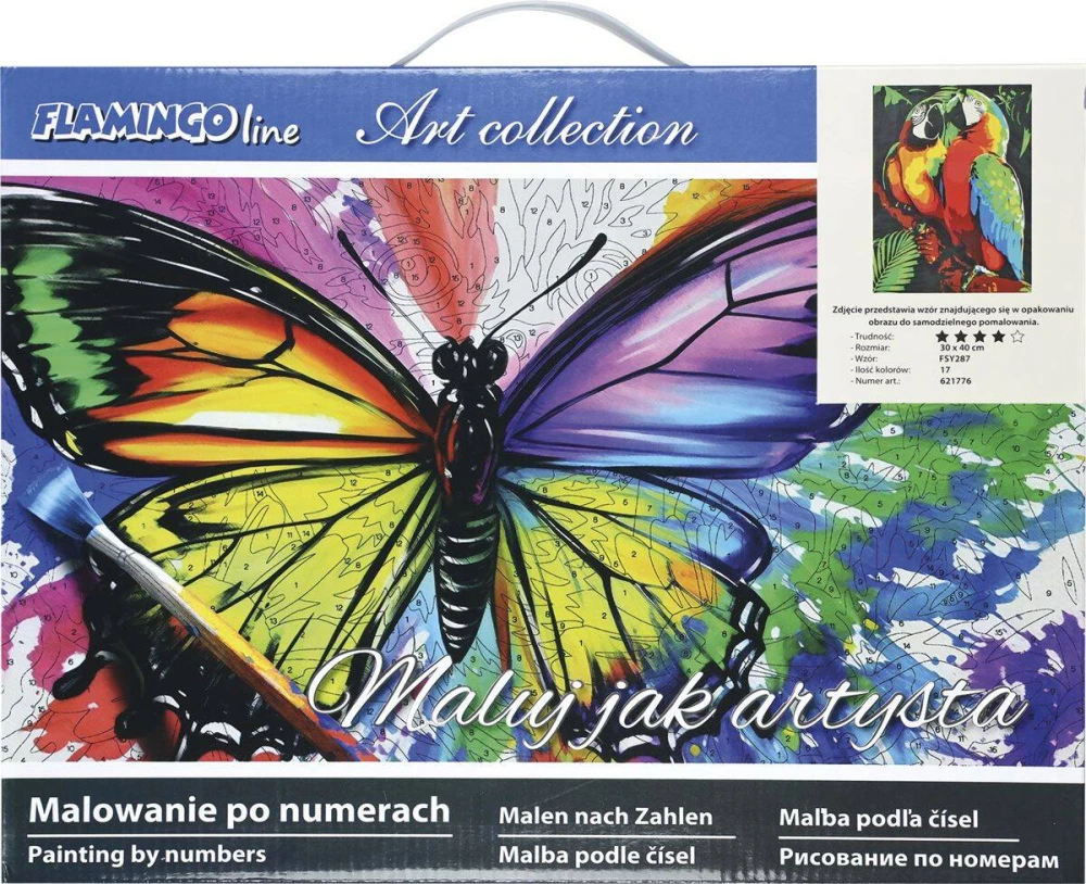 Malowanie po numerach 30x40cm Papugi - Zestaw na ramie #4