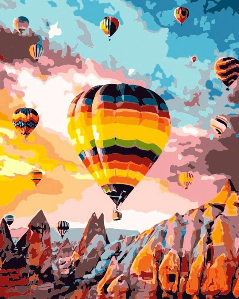 Malowanie po numerach 40x50cm Balony - Zestaw na ramie #1