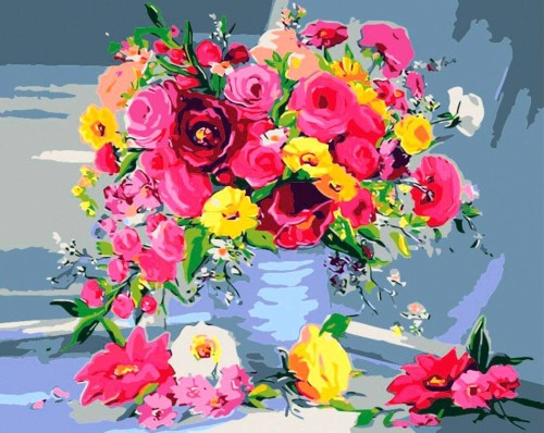 Malowanie po numerach 40x50cm Bukiet - Zestaw na ramie #1
