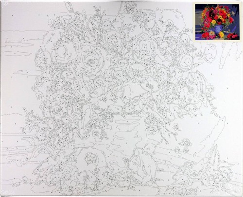 Malowanie po numerach 40x50cm Bukiet - Zestaw na ramie #2