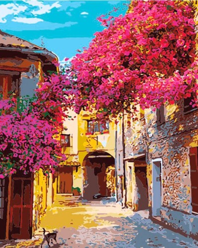 Malowanie po numerach 40x50cm Uliczka - Zestaw na ramie #1