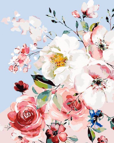 Malowanie po numerach 40x50cm Kwiaty - Zestaw na ramie #1