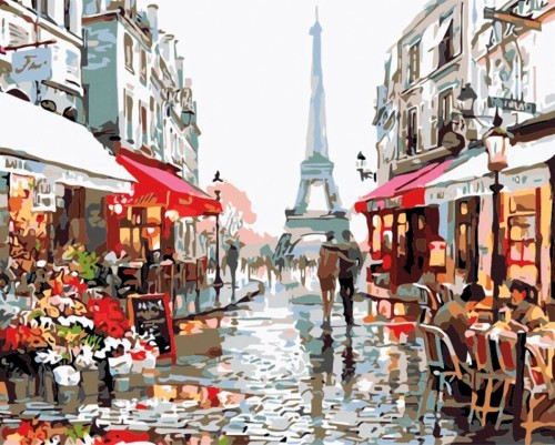 Malowanie po numerach 40x50cm Paryż - Zestaw na ramie #1