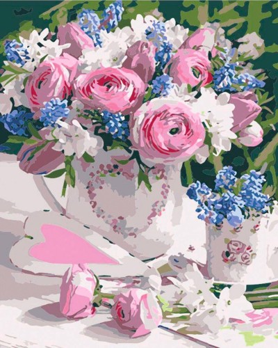 Malowanie po numerach 40x50cm Bukiet 5 - Zestaw na ramie #1