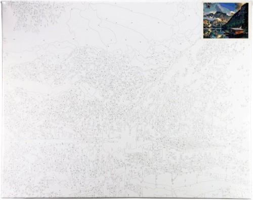 Malowanie po numerach 40x50cm Górskie jezioro - Zestaw na ramie #2