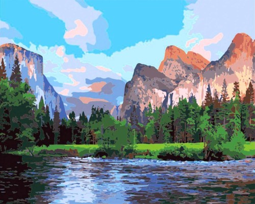 Malowanie po numerach 40x50cm Park narodowy - Zestaw na ramie #1