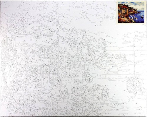 Malowanie po numerach 40x50cm Kamienny taras - Zestaw na ramie #2