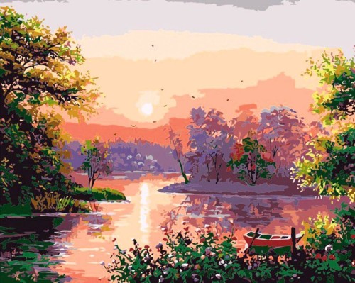 Malowanie po numerach 40x50cm Pejzaż - Zestaw na ramie #1