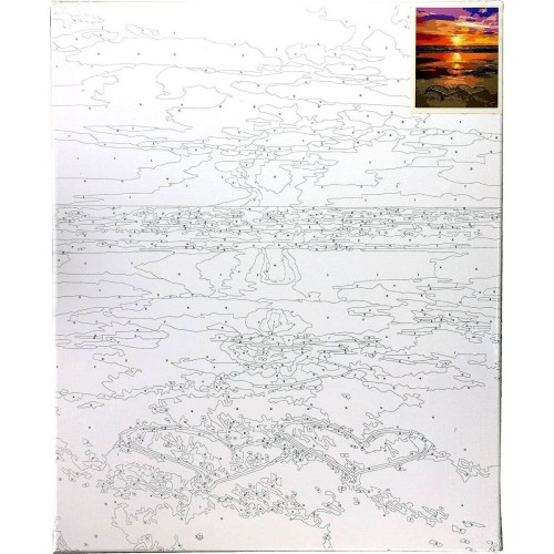 Malowanie po numerach 40x50cm Serca na piasku - Zestaw na ramie #2