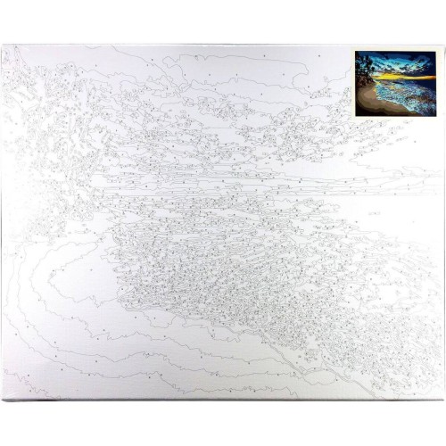 Malowanie po numerach 40x50cm Zachód słońca 1 - Zestaw na ramie #2