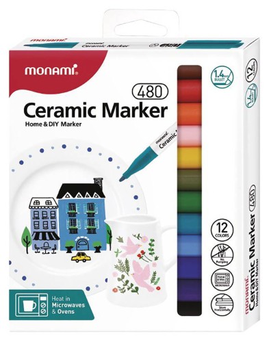 Markery do ceramiki specjalistyczne Monami 12 kolorów #1