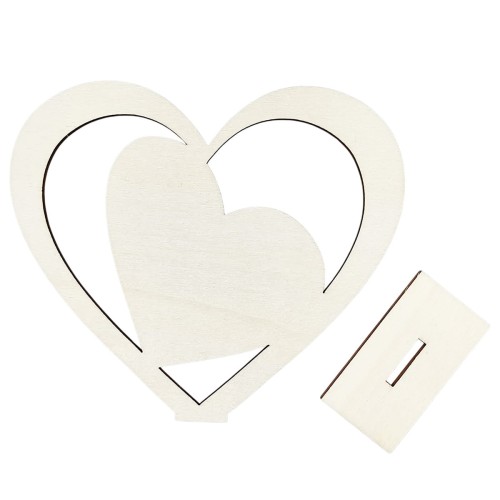 Drewniane serce stojące na podstawce wzór 3 - ozdoba dekoracyjna #2