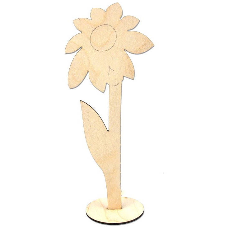 Drewniany kwiat stojący z podstawką wzór 26cm Decor #1