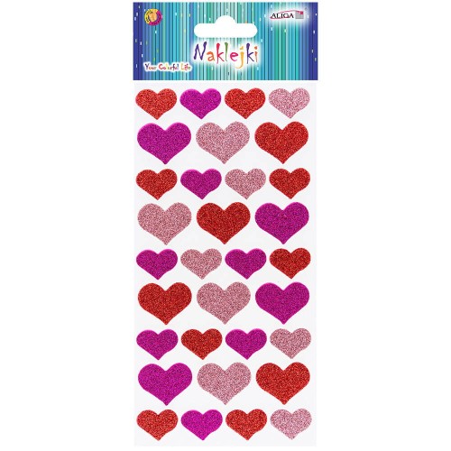 Naklejki piankowe serca z brokatem - 32szt #1