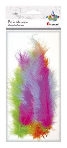 Piórka dekoracyjne mix 25szt - jaskrawe kolory #2