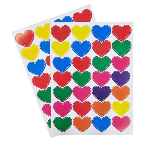 Naklejki papierowe samoprzylepne serca 56szt mix kolorów #1