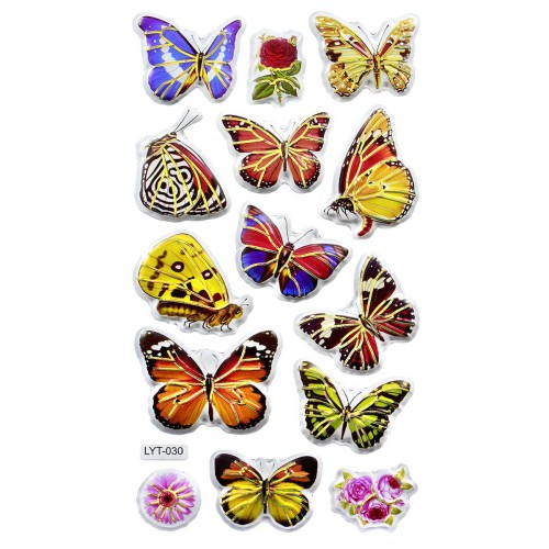 Naklejki miękkie wypukłe motyle mix 14szt #1