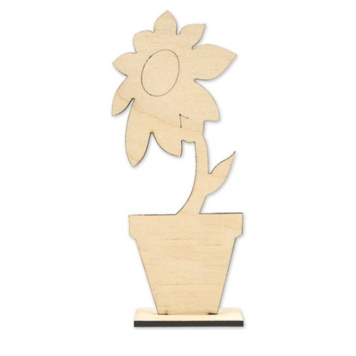 Drewniany kwiatek stojący w doniczce z podstawką KD4 Decor #1