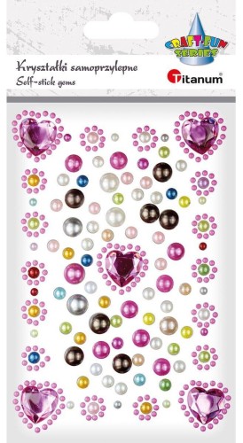 Kryształki samoprzylepne mix serca perełki #1