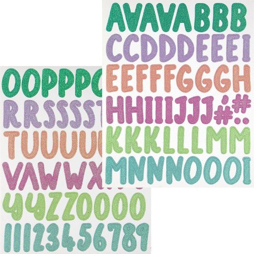Naklejki alfabet 109szt brokatowe kolorowe #1
