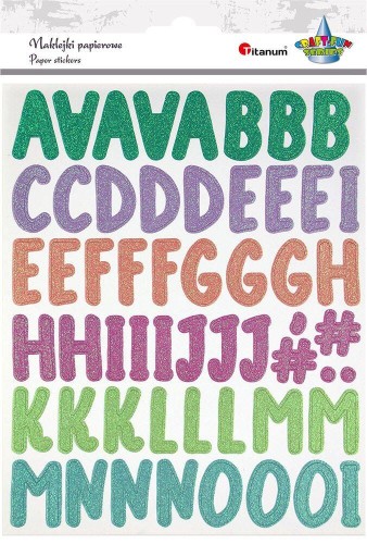 Naklejki alfabet 109szt brokatowe kolorowe #2