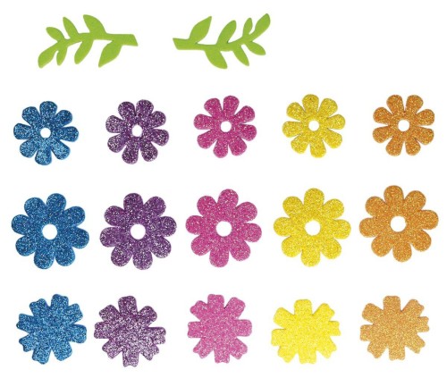 Naklejki piankowe kwiaty liście mix 57szt  #2