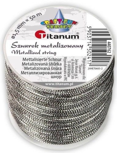 Sznurek metalizowany 50m srebrny #1
