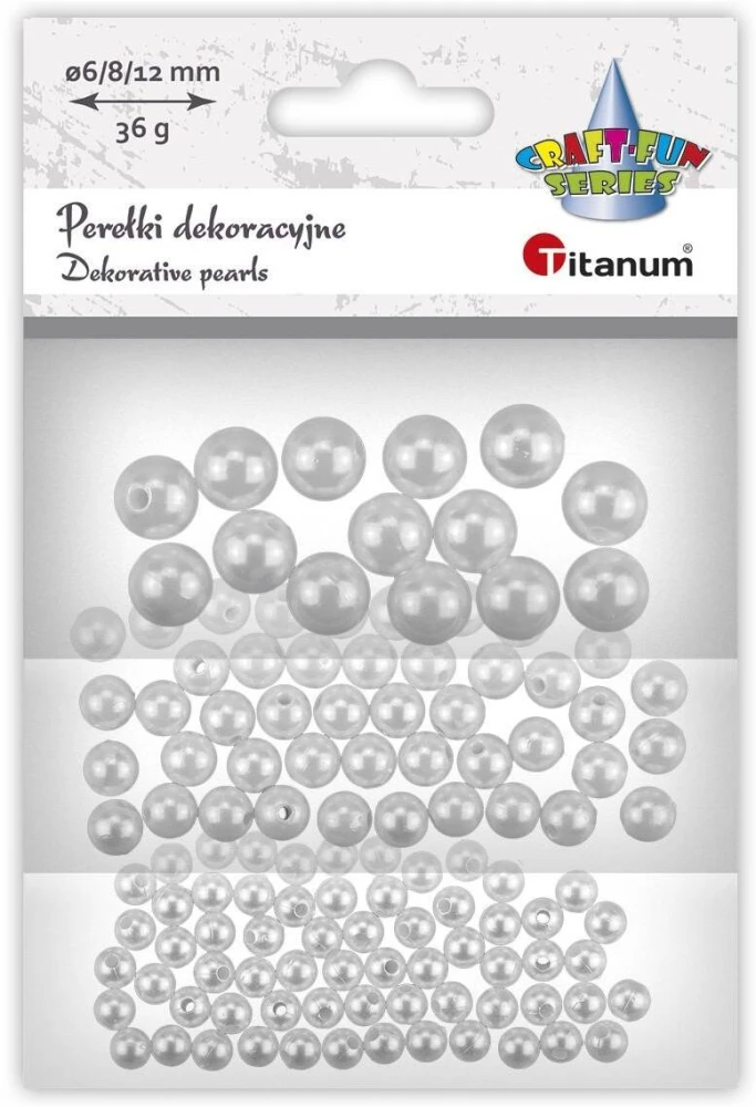 Koraliki plastikowe do nawlekania mix rozmiarów - Białe #1